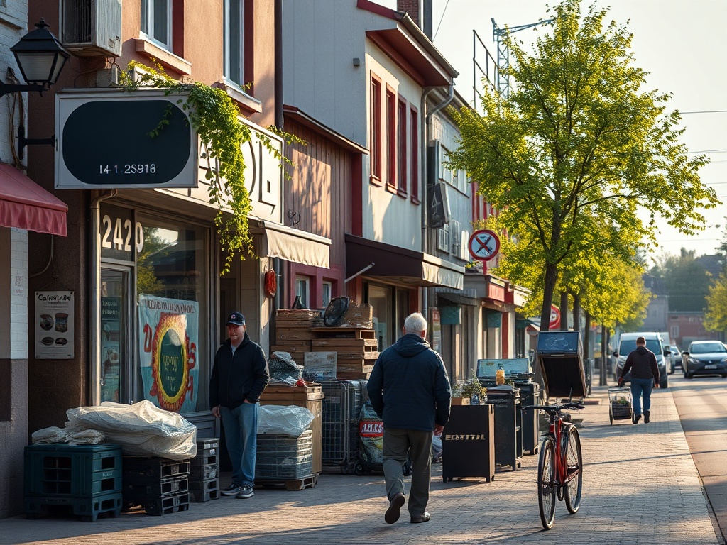 Znak drogowy z nazwą miasta Sejny i ikoną symbolizującą rozwój lub pieniądze, ilustrujący dotacje Sejny.